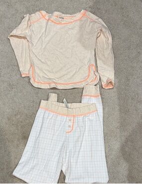 Free People Cream and Orange Pajama Set size XS